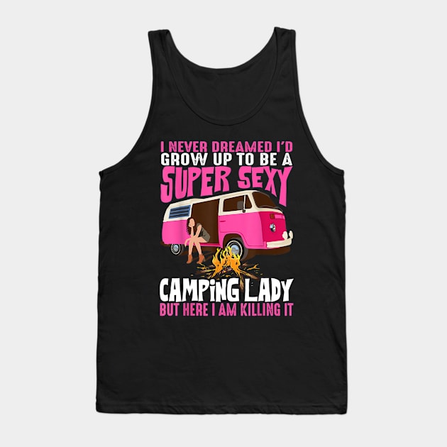 Funny Summer Adventures, Sexy Camping Lady and Kill it, Hiking Life Tank Top by Jas-Kei Designs